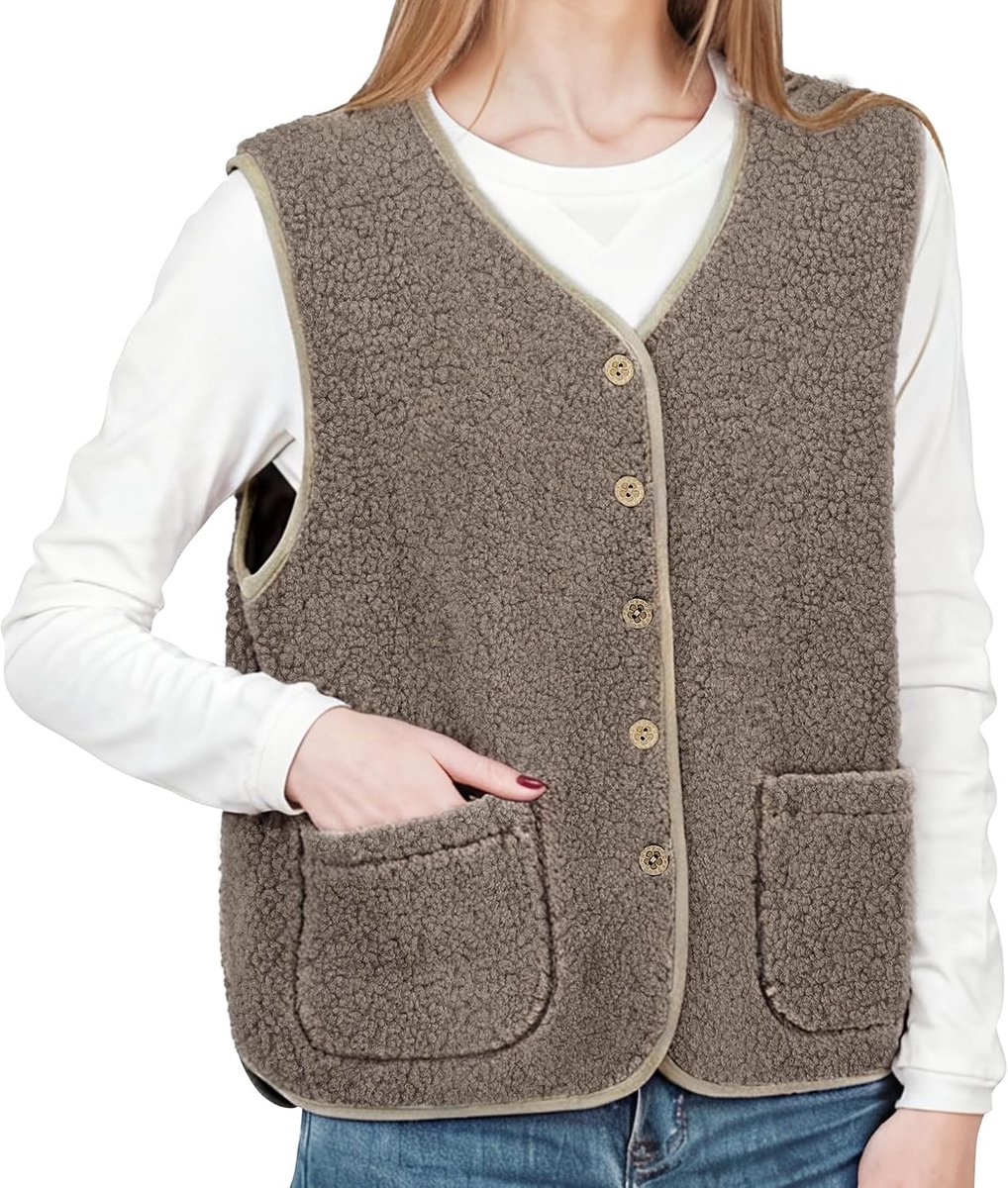 Teddy fleece vest dames mouwloos teddyvest fleece vest teddyfleece vest elegant knuffelig vest overgangsjas