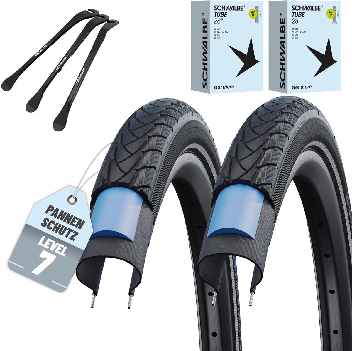 Fietsbanden 28 Inch (37-622) - Reflex met binnenbanden - Inclusief 3 metalen bandenlichters - Ideaal voor E-bike - SnelShoppen