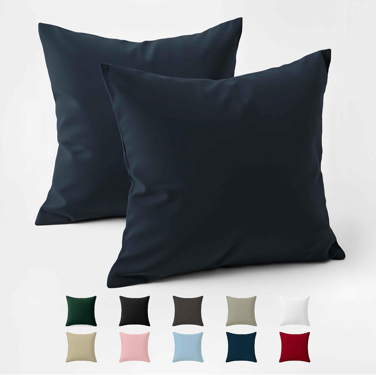 Kussensloop 65x65 Versterkte katoen (set van 2) - donkerblauw - strak weven van 57 draden/cm² - kussensloop 65 x 65 cm- gecertificeerde oeko tex