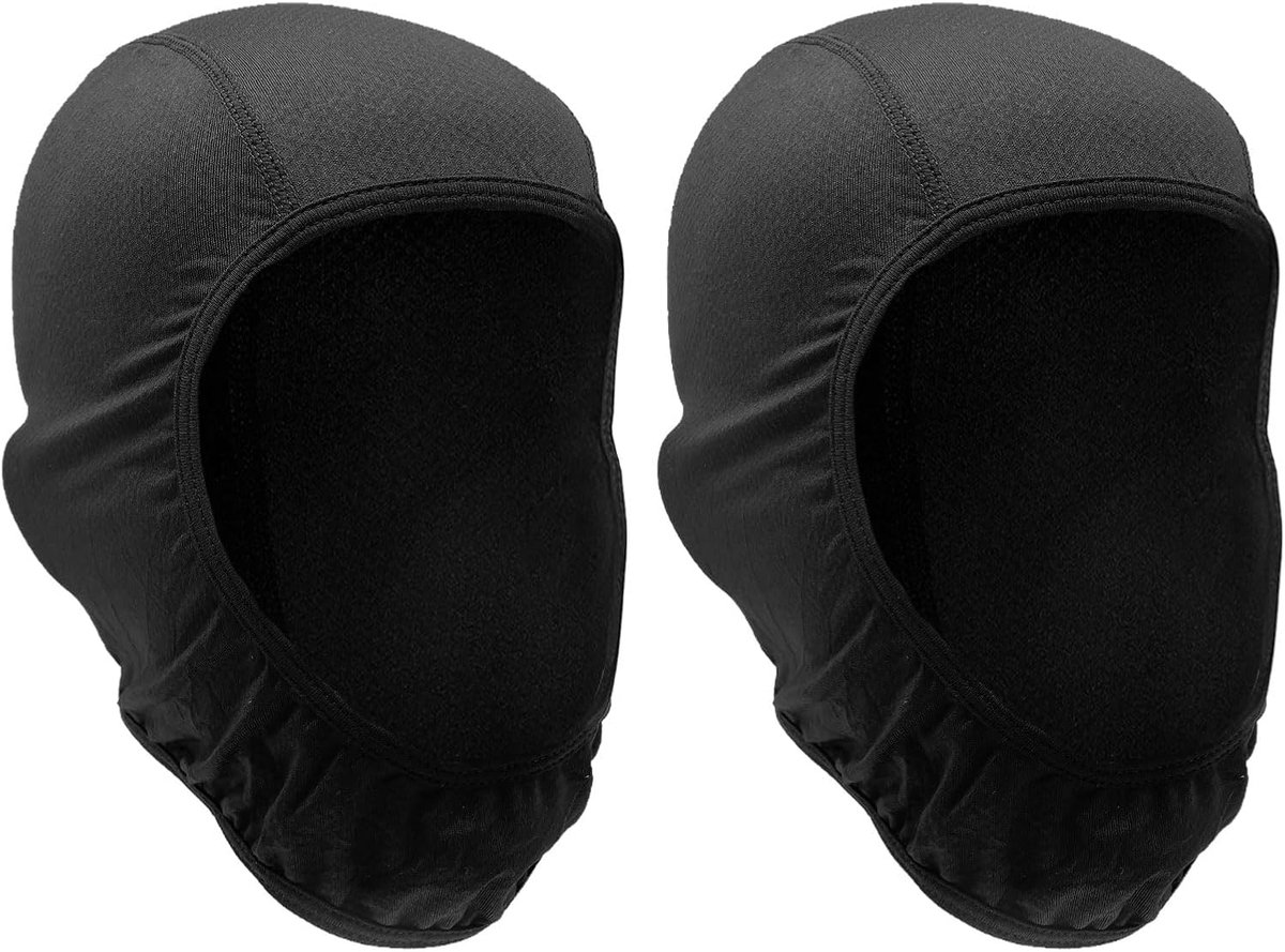 2 Stuks Zwarte Bivakmuts Ademend Volledige Gezicht Ski Masker Thermische Onder Helm Bescherming Masker Ski Cycle Motorfiets Fiets voor Skiën Moto Fietsen Windbestendig Ademend