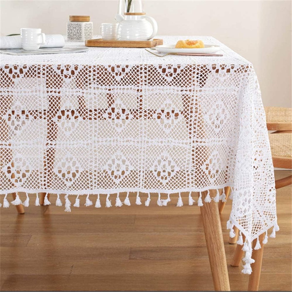 Tafelkleden kant doilies vintage rechthoek gehaakte tafelkleden tafelkleed tafelkleed topper bruiloft thuis feest tafeldecoratie 140 x 100 cm