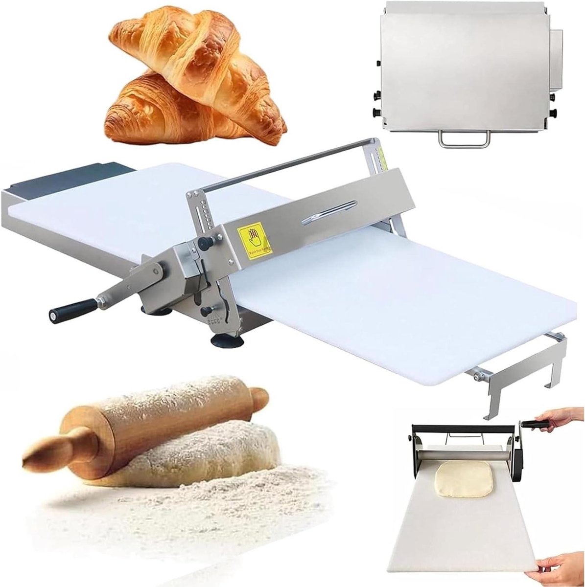 Deegrolmachine - Deegpers - Bakken thuis - Instelbare dikte - 40x90cm - Zilver
