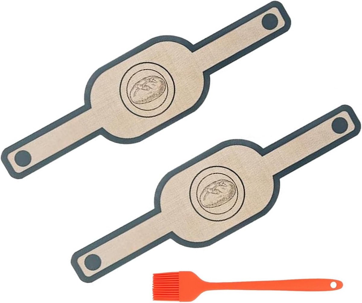 2 stuks siliconen broodjes met lange handgrepen en bakborstel, hittebestendig en anti-aanbaklaag, herbruikbare broodmat voor zuurdeegbrood, gereedschap voor het vullen van deeg