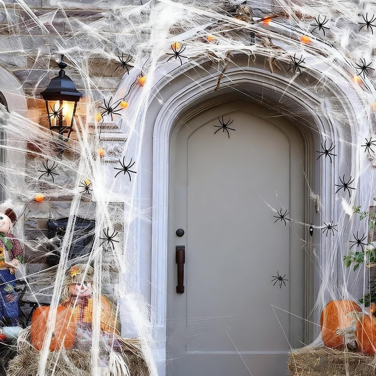 Halloween Spinnenweb - Nep Spinnen - Griezelige Decoratie - Super Rekbaar - 80g met 20 Spinnen - Wit