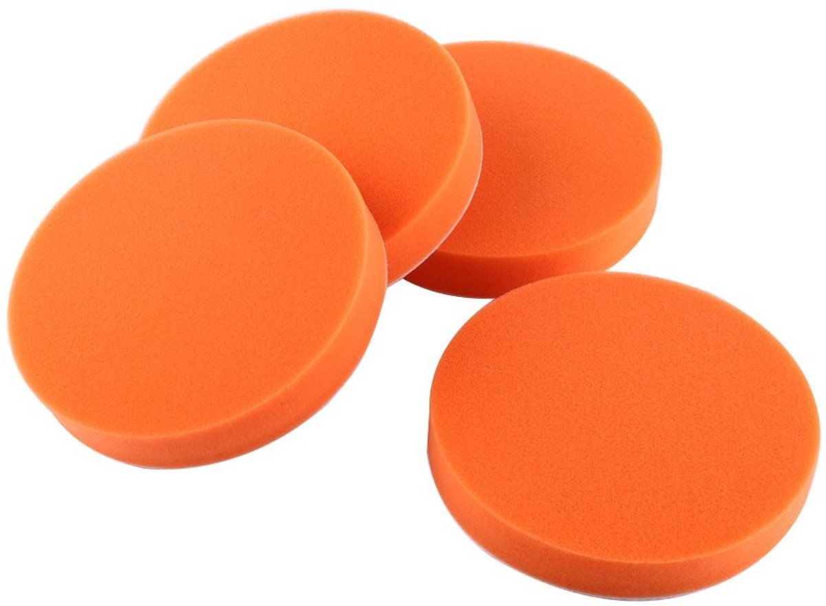 Omgoods - Polijstpads 3 Inch - Polijstset 12 Stuks - Voor Auto en Boot - Oranjekleurig - Polijstspons - Inclusief Handgreep - Geschikt voor Haakse...