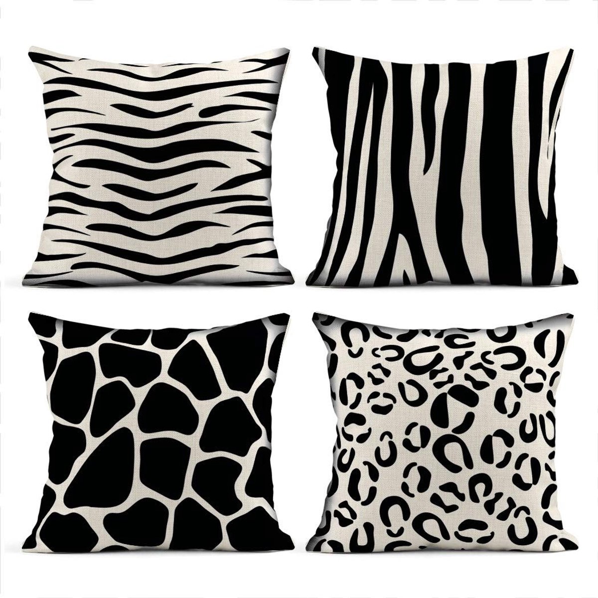 Omgoods - Set van 4 Kussenhoezen met Dierenprint 45 x 45 cm