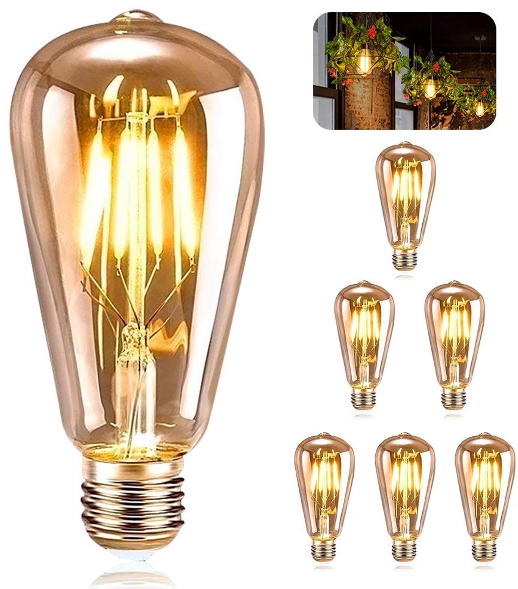 Omgoods - Vintage E27 Lampen - 6 Stuks Retro Decoratie voor Slaapkamer en Restaurant