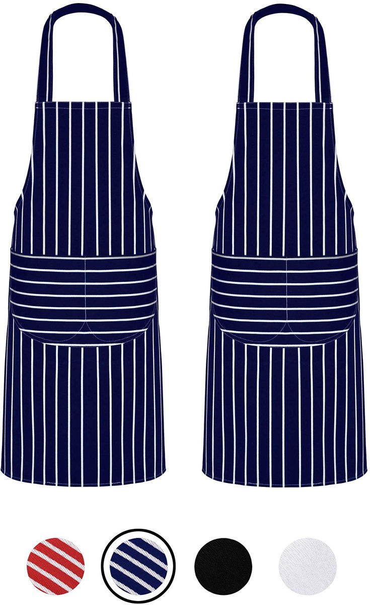 Omgoods - Set van 2 Unisex Schorten van 100% Katoen met 2 Grote Voorzakken