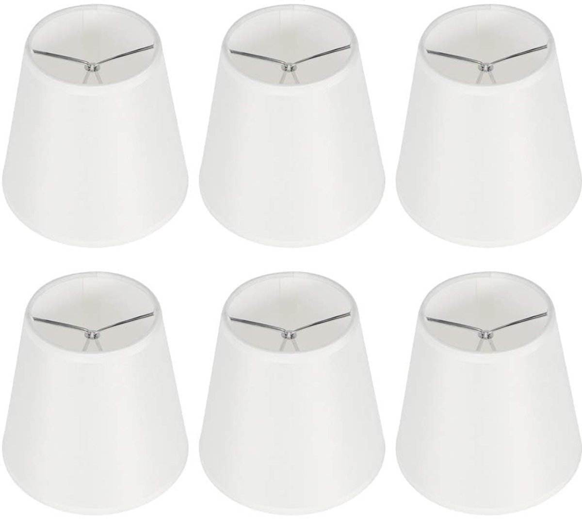 Omgoods - Set van 6 kleine lampenkappen - Moderne stoffen lampenkap - Geschikt voor kroonluchter en tafellampen - Wit - Lichttransmissie en muggenp...