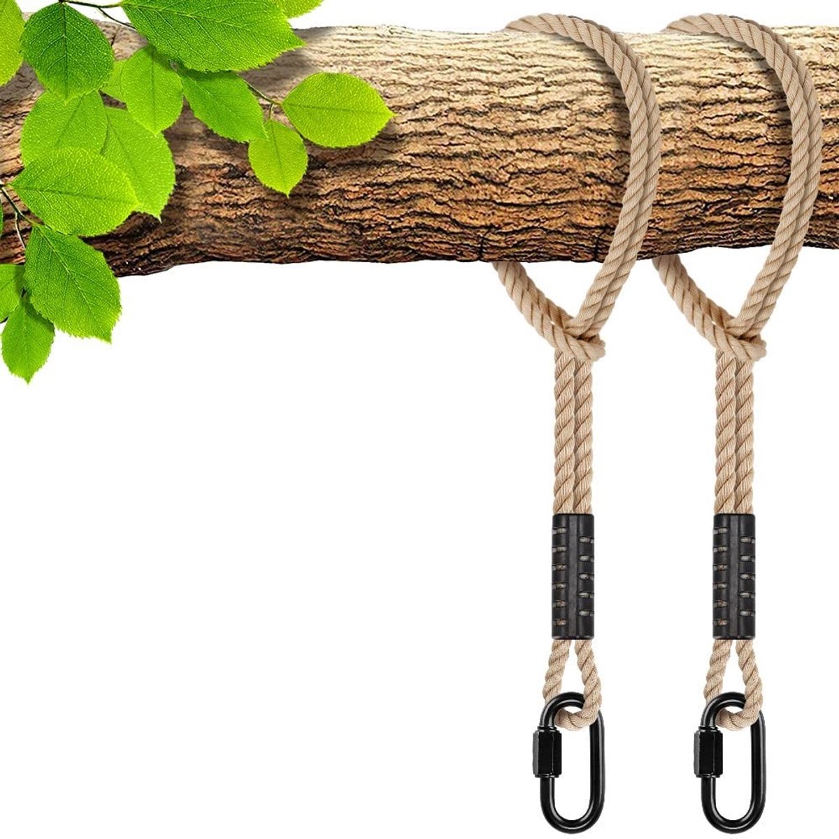 Omgoods - Hangmatriemen 120 cm - Verlengset met Karabijnhaak voor Binnen en Buiten