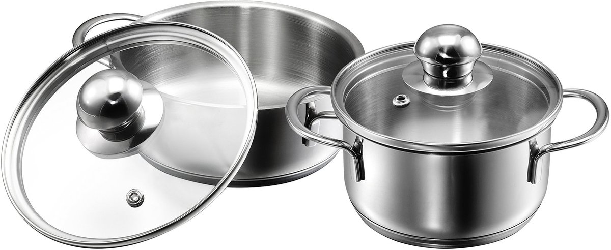 Omgoods - Mini Pan Set 2-delig RVS met Glasdeksel