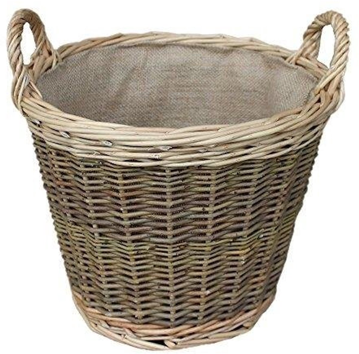 Omgoods - Ronde Wicker Log Basket met Hessian Voering 42cm