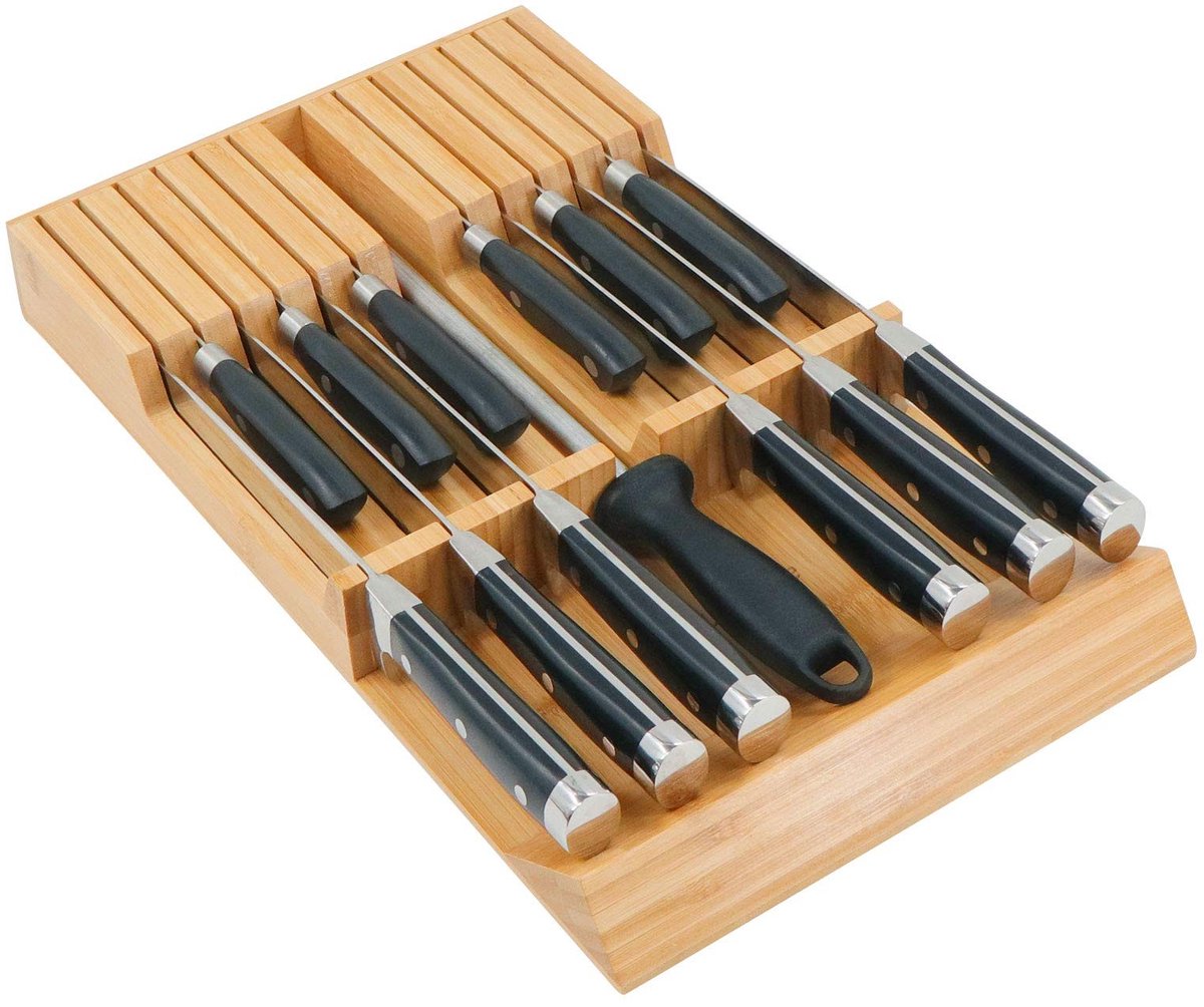 Omgoods - Bamboo Keukenmes Organizer voor 12 Messen