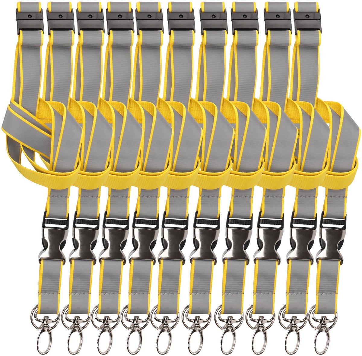 Omgoods - Reflecterende Schouderbanden met Veiligheidsclip - Geel/Grijs - 10 Stuks