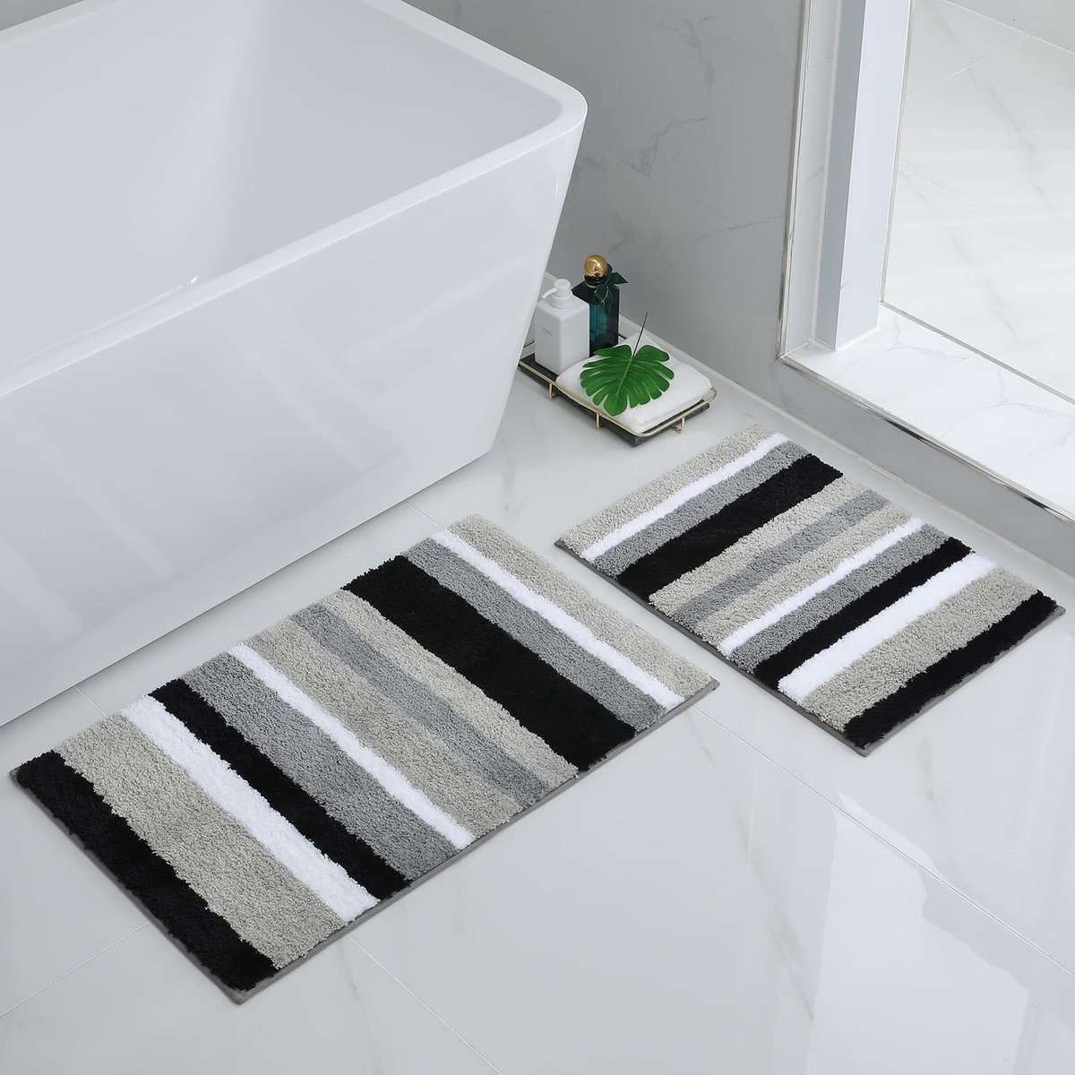Omgoods - Set van 2 Microfiber Badmatten, Absorberend en Zacht