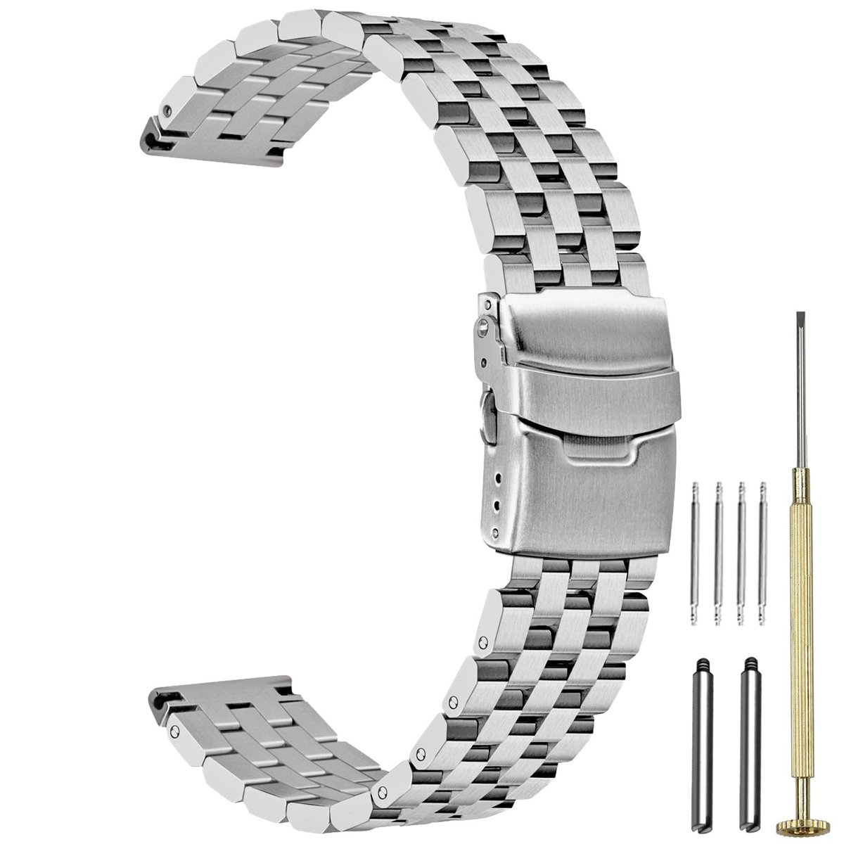 Omgoods - Stalen Horlogeband 20mm 22mm 24mm met Schuifsluiting