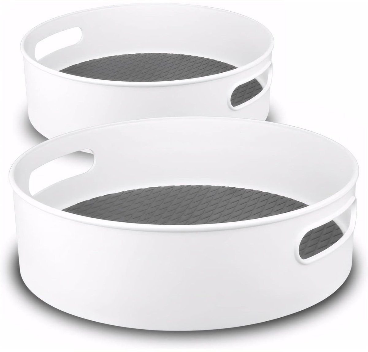 Omgoods - Set van 2 Diepe Plastic Lazy Susan Draaiende Opbergcontainers