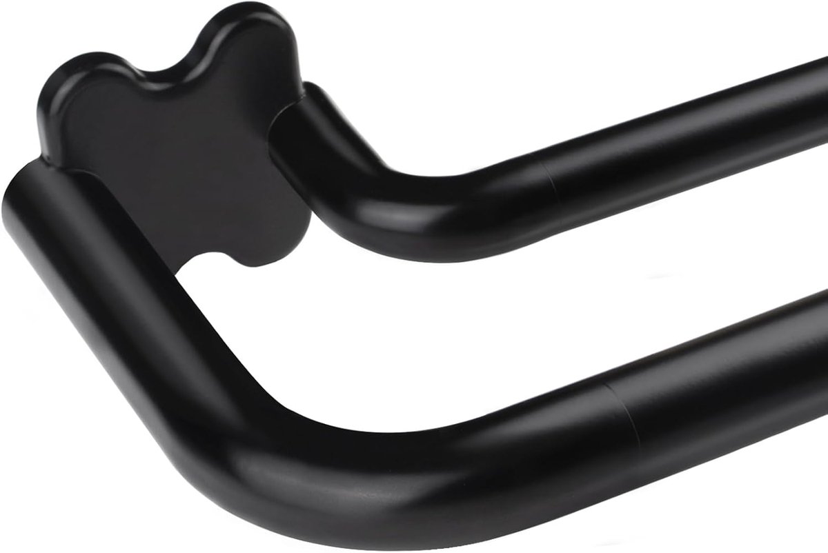 Dubbele Gordijnroede Zwart voor Oogjes, 80 tot 292 cm | 19 mm Modern Gordijnroede, met Gebogen Uiteinden, Moderne Gordijnroedes voor Ramen, Woonkamer, Slaapkamer, Keuken