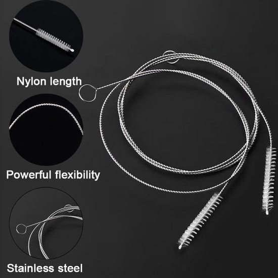 6 stuks slangborstels, 1,5 m, flessenborstel, kleine borstel, nylon borstelset voor flessen, slangen, buizen, huishouden, aquarium — afbeelding 3