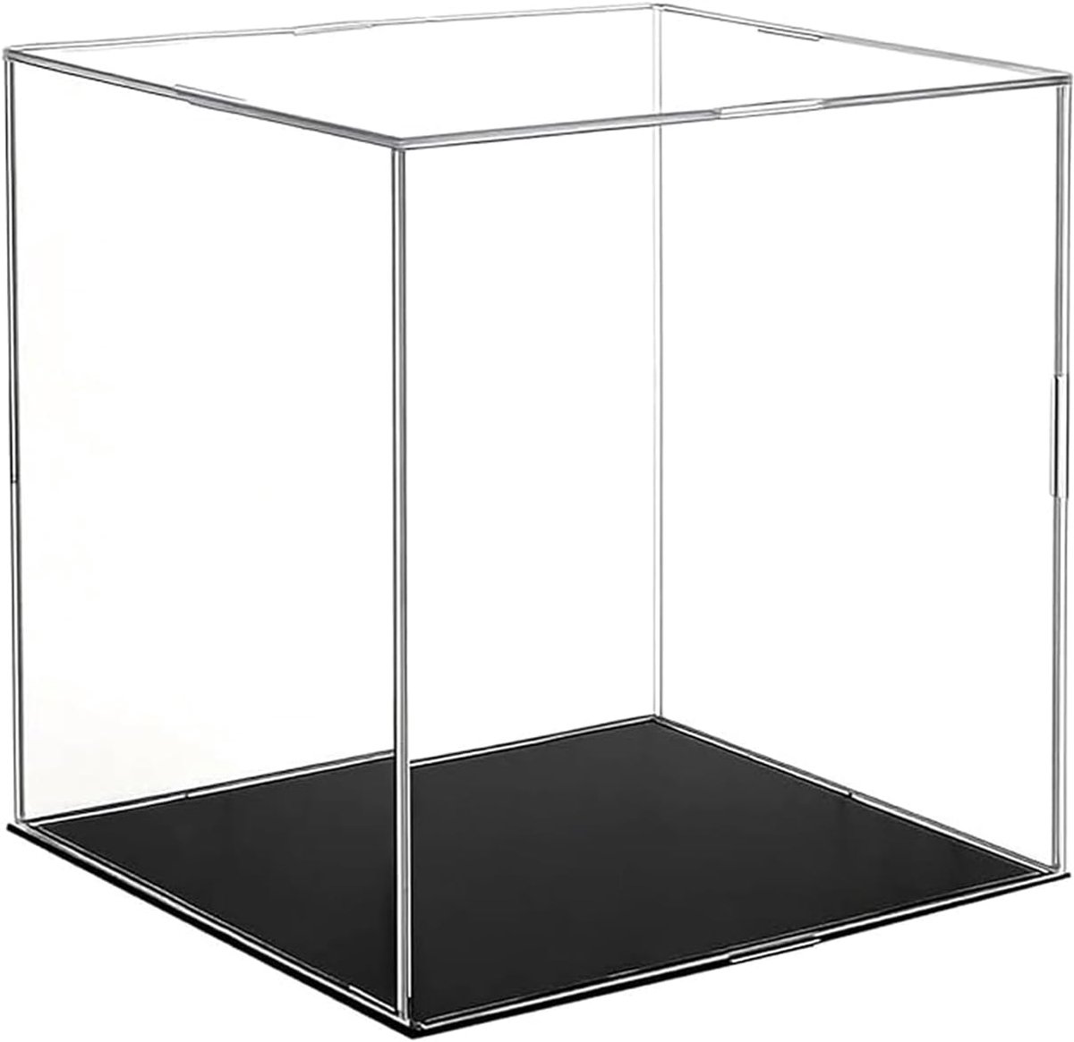 SnelShoppen - Transparante Presentatiebox 15x15x15 cm - Plexiglas Display Case voor Actiefiguren, Speelgoed, Dustproof Box met Zwarte Basis - Eenvoudi