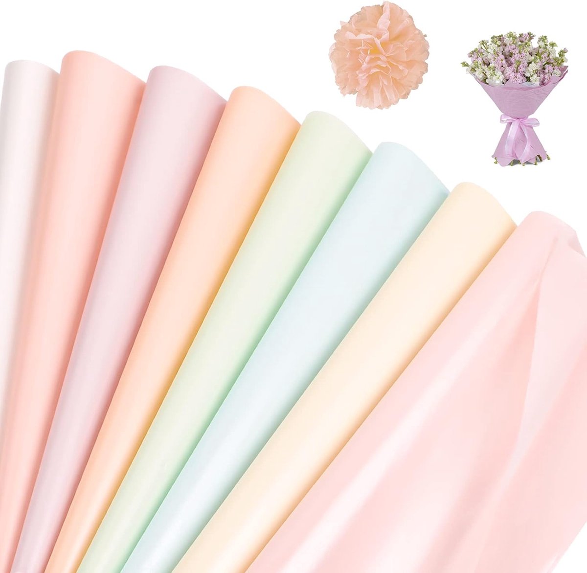 SnelShoppen - 120 Vellen Kleurrijk Tissuepapier voor Pompoms, 21 x 30 cm, Cadeaupapier in 8 Kleuren, Creatief en DIY, Perfect voor Feesten en Verpakki
