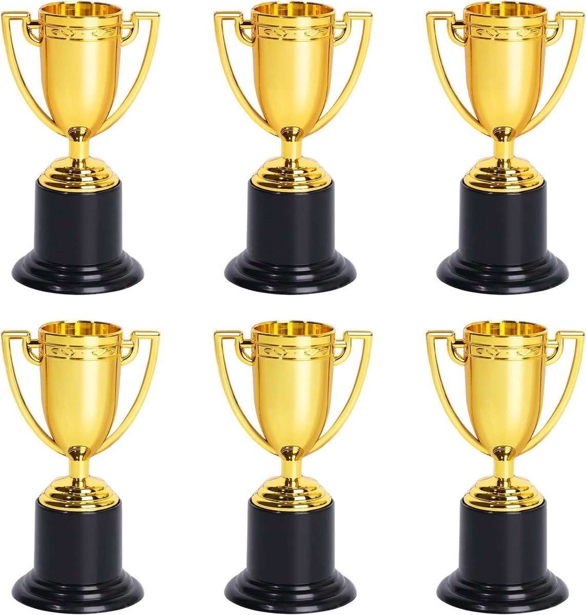 Trofeeën voor onderscheidingen, gouden mini-trofee van kunststof, gouden glazen voor kinderen, sportoernooien, kinderfeesten, wedstrijden en feestzakjes