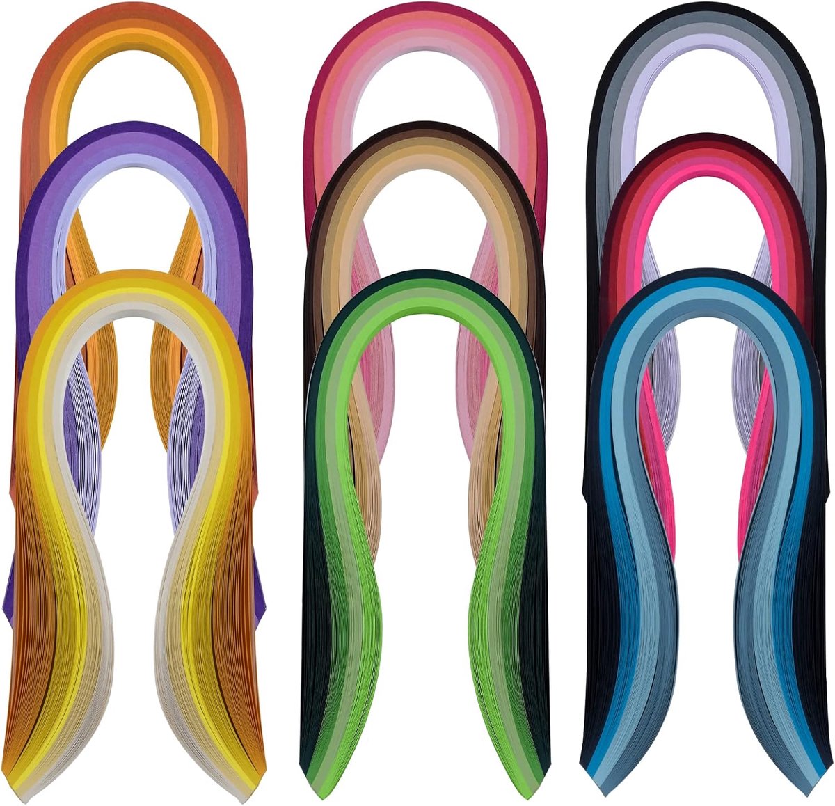 Quillingpapier voor 36 kleuren, 900 stroken, papier, quilling strips set met lengte 39 cm breedte 3 mm papieren stroken quilling sleufgereedschap voor papierambachten, quilling kunstkaarten (3