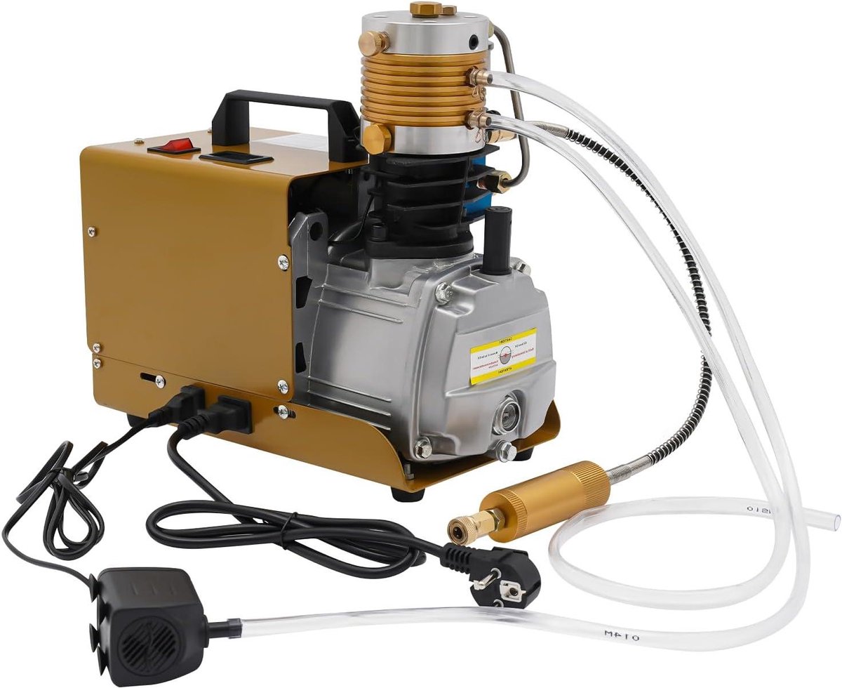 Hoge Druk Compressor - Elektrische Pomp - Banden Oppompen - Automatische Drukregeling - 300 Bar - Bruin Goud