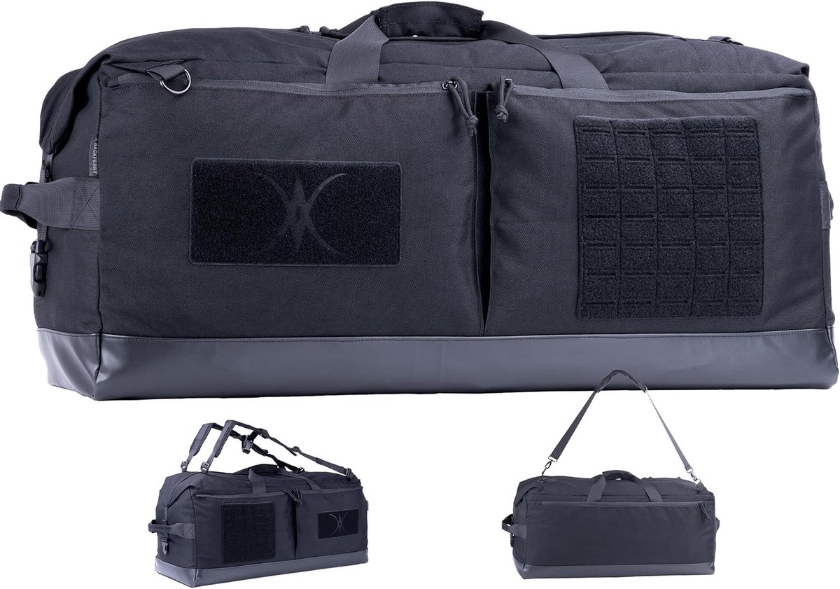SnelShoppen - Grote Tactische Reis Tas, Sportuitrusting, Reisrugzak, 85 Liter, Zwart, Waterdicht 1000D Polyester, Perfect voor Camping, Reizen, Jacht