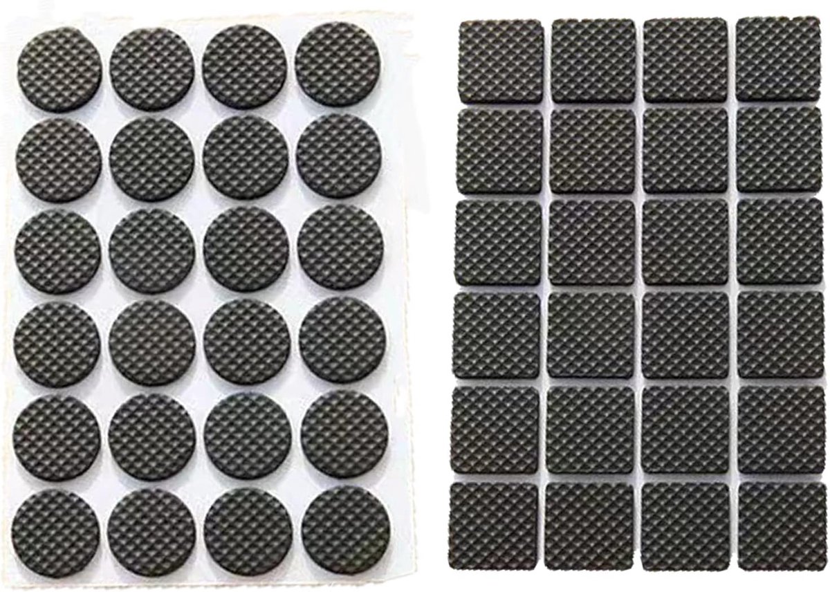 48 stuks antislip rubberen hoekkussens, meubelkussens van vilt, zelfklevende rubberen meubelkussens, stoelen, bed, tafel, bankbeenkussen, rond en vierkant, zwart
