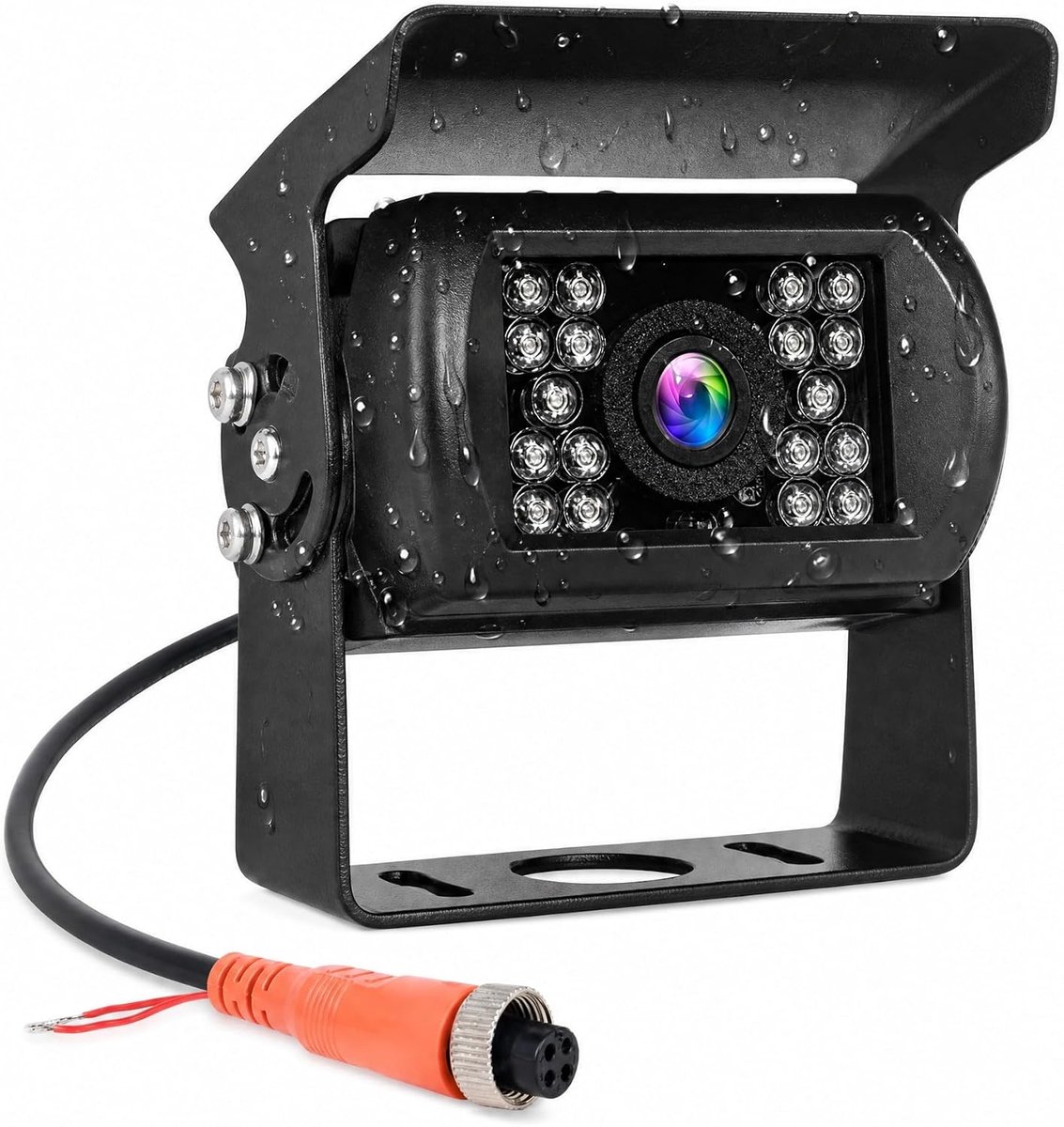 Achteruitrijcamera 4-pins luchtvaartstekker IR nachtzicht geen hulplijn zonder kleur te veranderen, IP67 waterdichte achteruitrijcamera voor SUV/bus/camper/vrachtwagen/aanhangwagen/auto, zware