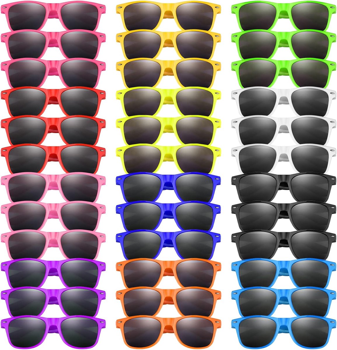 36 Pack Kids Zonnebril Neon Jongens en Meisjes Bril Kids Party Favors Bulk Bag Vulstoffen Gift voor Strand, Zwembad Verjaardagsfeest/Jongens en Meisjes Verjaardagsfeestartikelen (12 Kleuren)