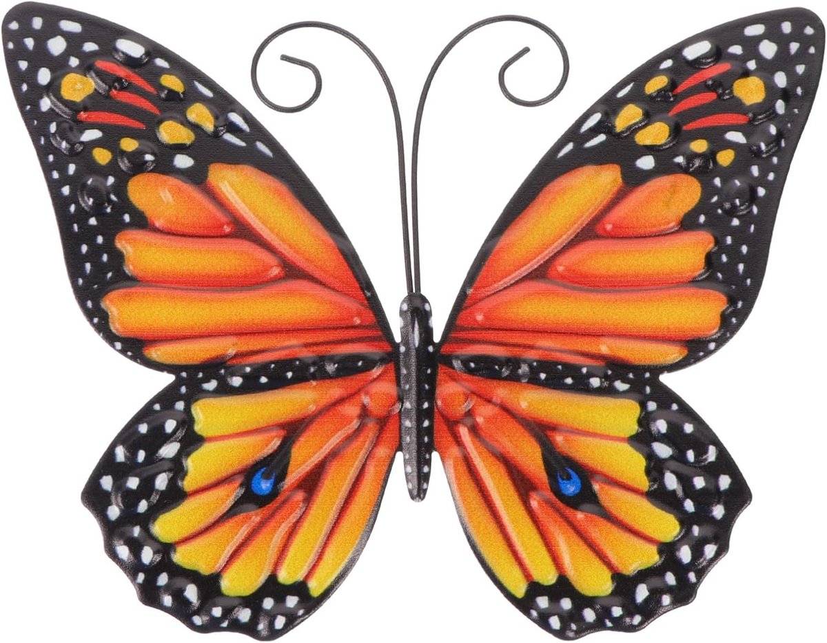 SnelShoppen - Butterfly Wanddecoratie - Hangende Vlinder Tuin Decoratie - Buiten Wandkunst - Miniatuur 3D Kunst - IJzer - Geschikt voor Tuin, Balkon,