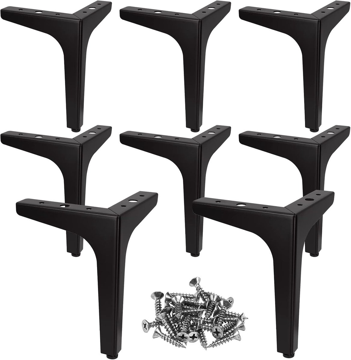 SnelShoppen - Set van 8 Zwarte Metalen Meubelpoten 17 cm - Stevig en Modern voor Tafel, Bed, Kast - Tot 800 kg Belastbaar met 40 Schroeven