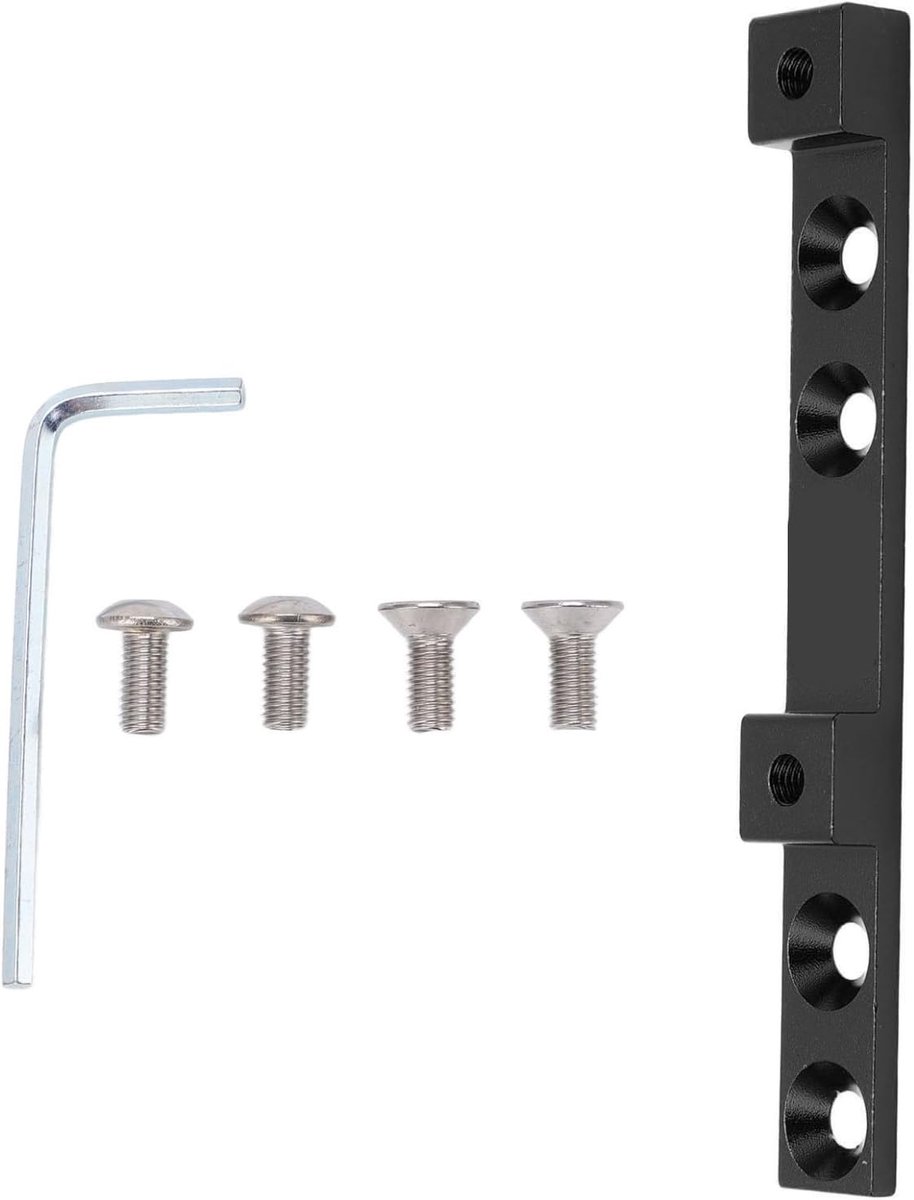 SnelShoppen - Fietspositie Fleshouder Montagebasis 107 x 12 x 8mm, Fleshouder Adapter met 4-Hole Positionering voor Race- en Mountainbike (Zwart)