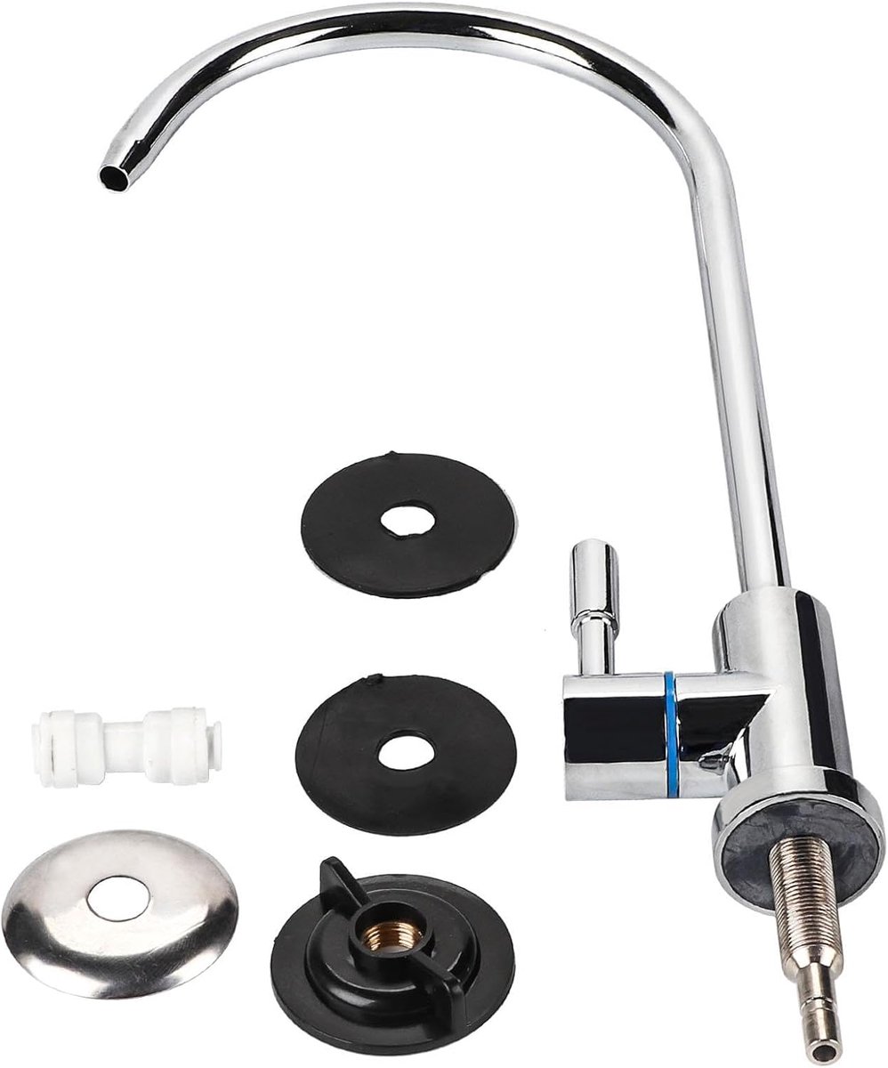 SnelShoppen - Duurzame Filterkraan voor Omgekeerde Osmose, 360 Graden Draaiend, Hoogwaardige Materialen, Geschikt voor 1/4" Buizen, Waterfilter, Keuke