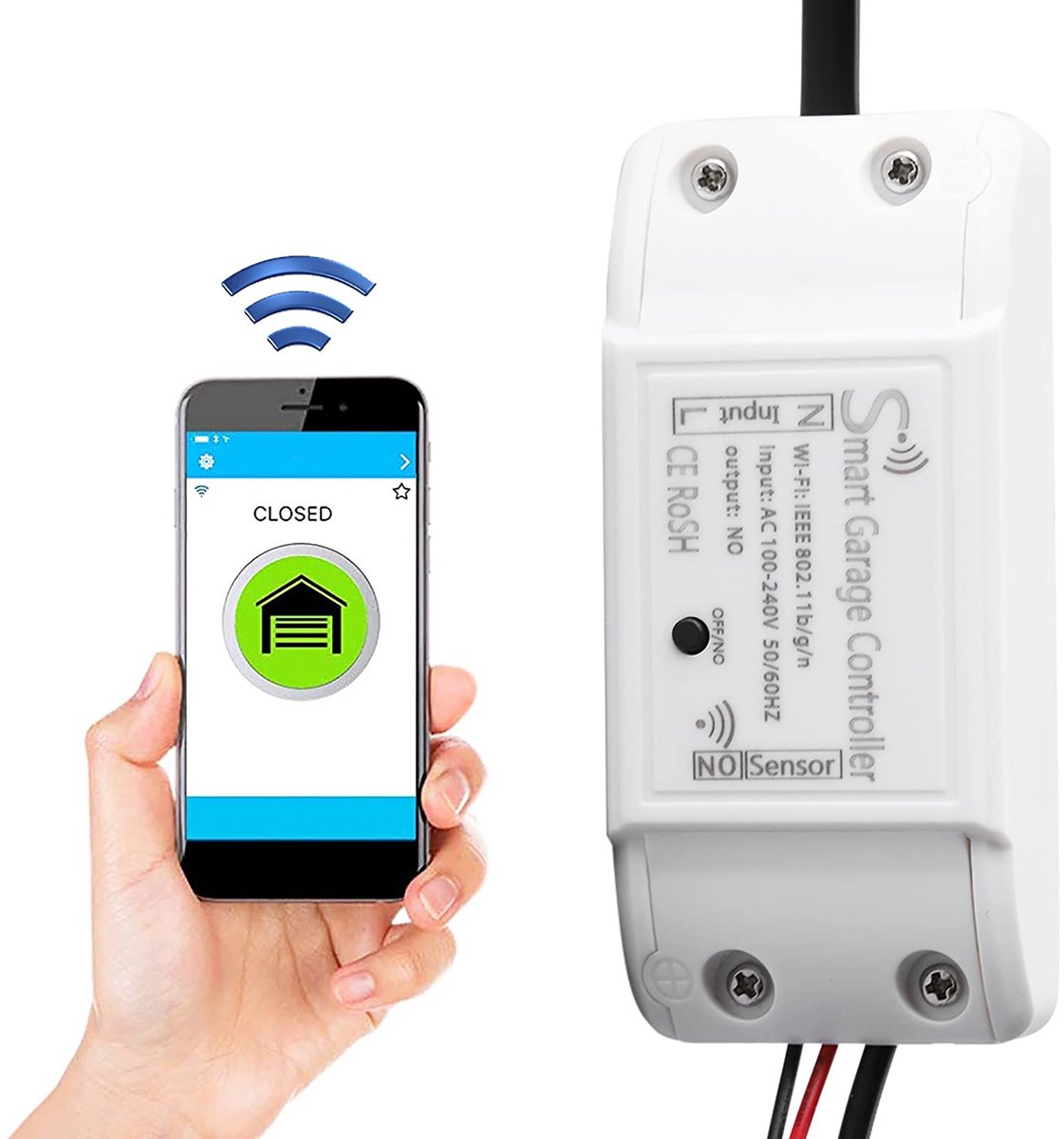 SnelShoppen - WiFi Garagedeurcontroller Afstandsbediening, Slimme Elektronische Garagedeuropener, Draadloze Besturing, Geschikt voor Huis en Tuin