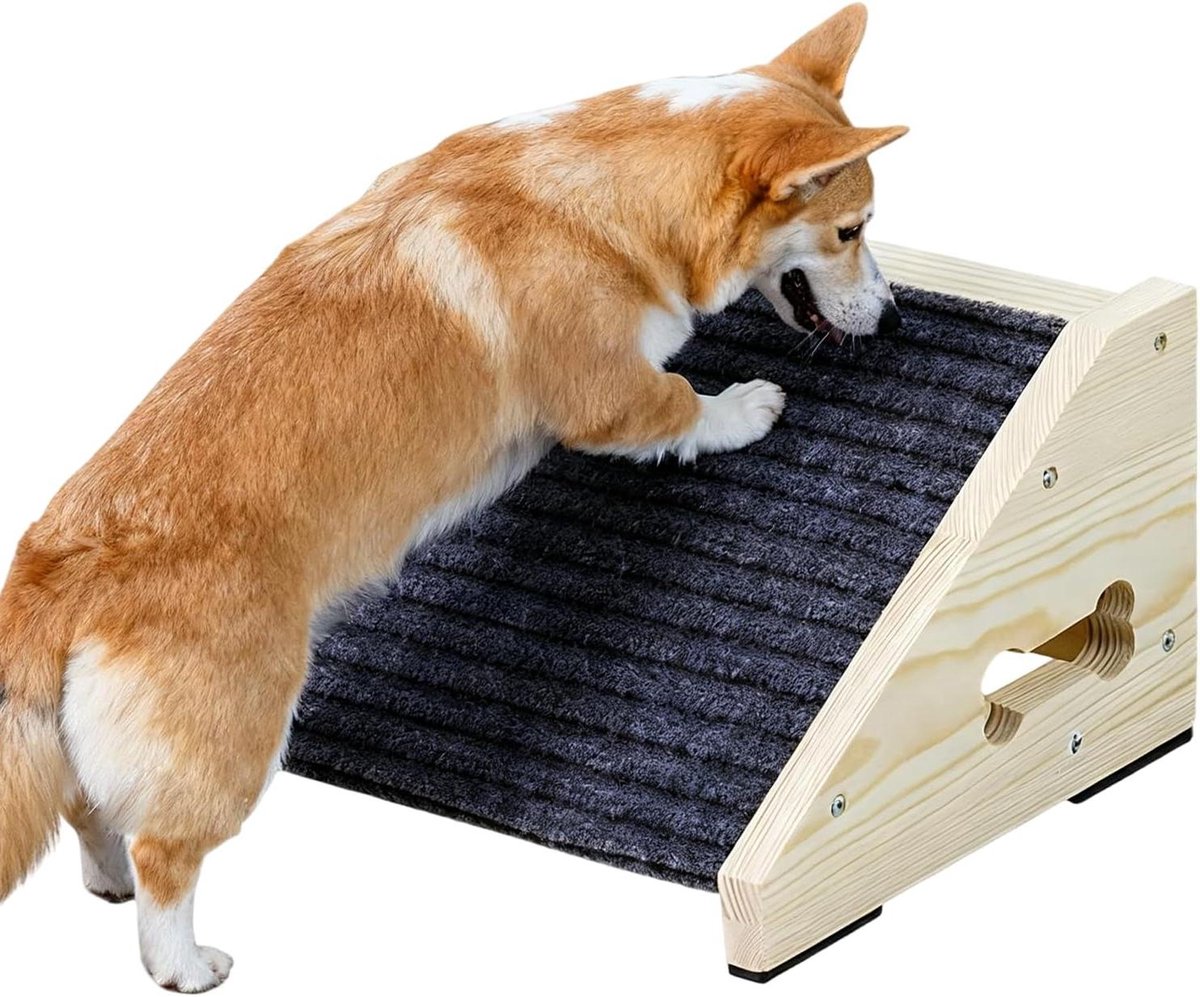 Hondenloopplank - Hondentrap Huisdierhelling - Onafhankelijk Klimmen - Verstelbare Hellingshoek - 60 cm Breed - Houtkleur