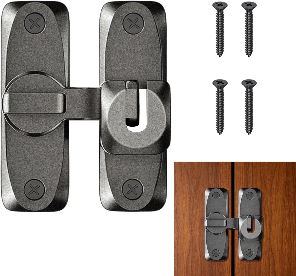 Schuifdeurslot - geüpgraded dik aluminiumlegering - grijs - veilig binnenslot voor badkamer - ShopVlot