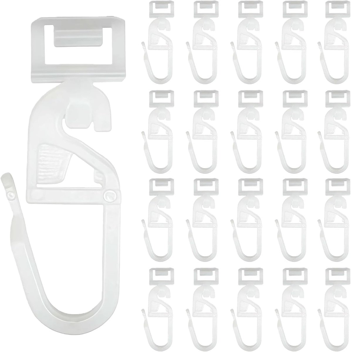 SnelShoppen - Curtain Glides voor Rails 100 Stuks 0,5-7mm Klik Glijers Stille en Soepele Looprails Witte Gordijnhaak Rails Vouwgidsen voor Gordijnrail
