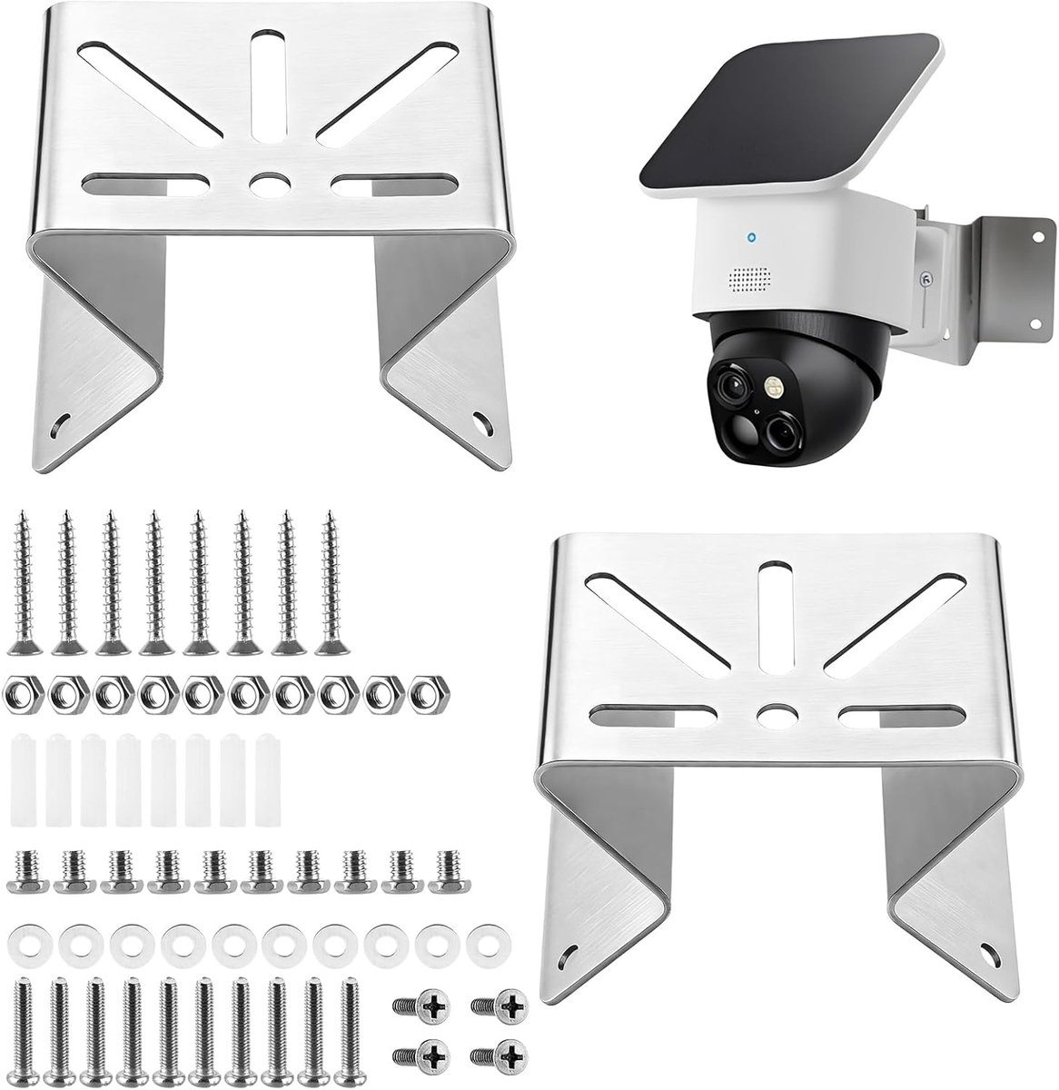 Hoekhouders Camera - Bevestiging Beveiliging - Buiten Camera Monteren - Roestvrij Staal - 2 stuks - Zilver