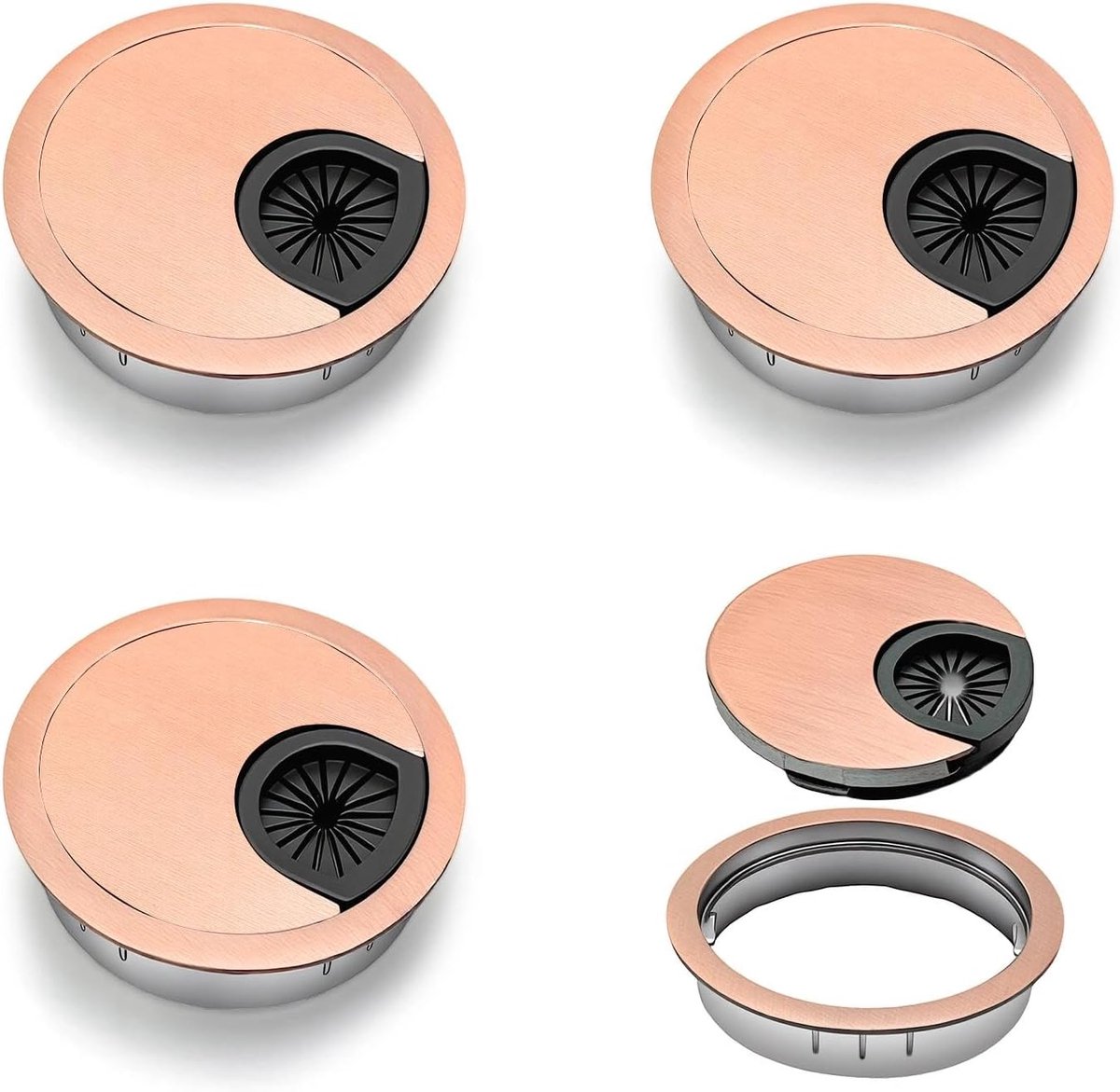 Kabeldoorvoer 50mm - Ronde Kabelgrommet - Zinklegering - Veilig voor bureau en werkbank - ShopVlot