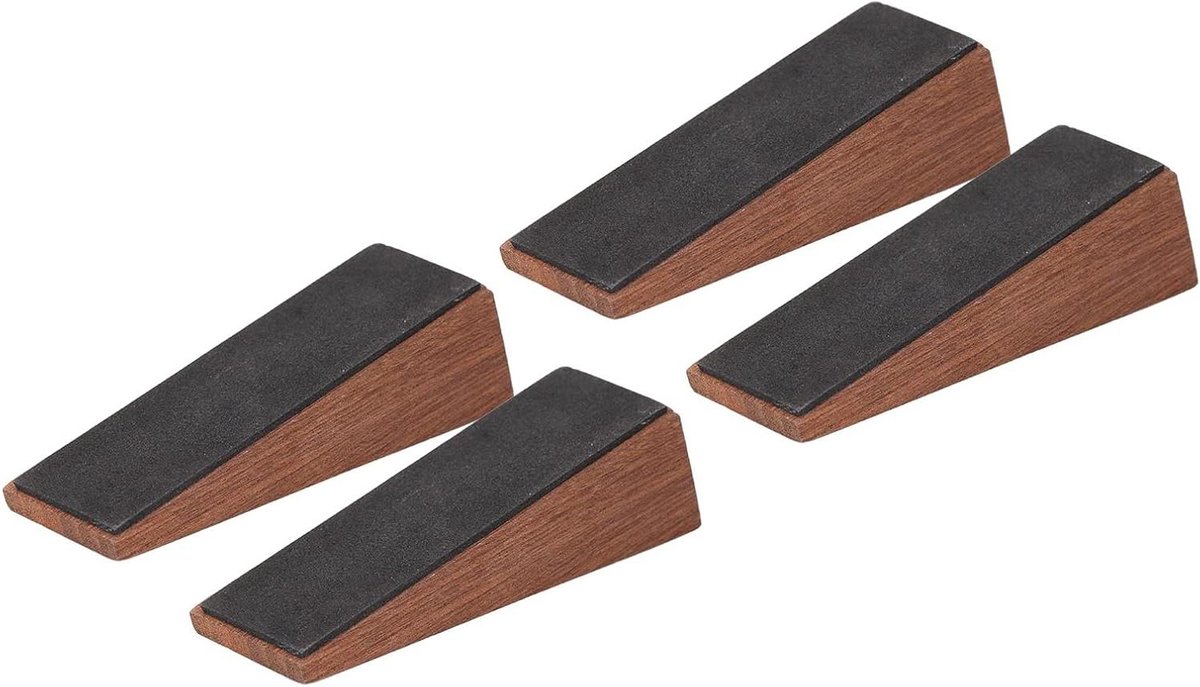 Houten Deurstopper - Deurwig Antislip - Deuren Open Houden - Schuin Hoekontwerp - 4 Stuks - Beige