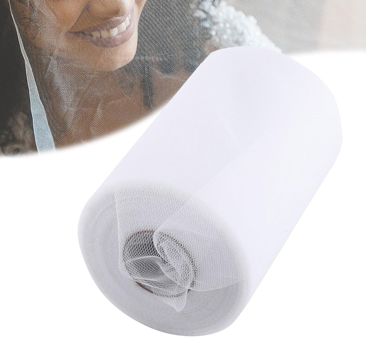 Tule-rol, bruiloftsdecoratie, doe-het-zelf tafelrok, decoratie, stof om te naaien, voor bruiloft, verjaardag, feest, decoraties, C01 wit, 15 cm