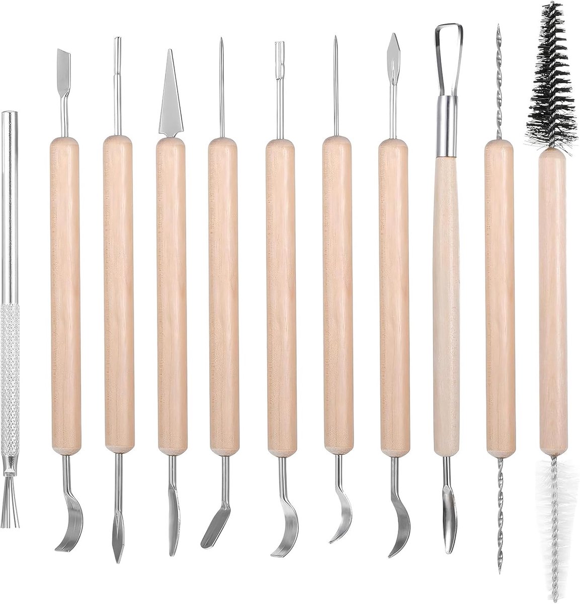 11 stuks praktische kleitools, kleipottenbakkerij, snijgereedschap, modelleergereedschap, boetseerklei, professionals en beginners voor doe-het-zelf pottenbakkersgereedschap, kunsthandwerk, modelleren