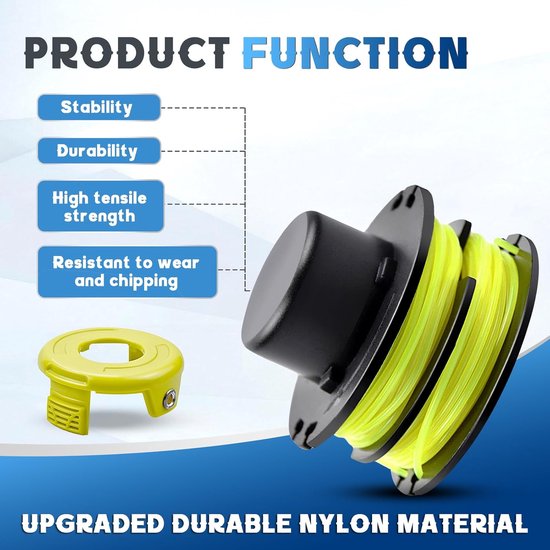 4 stuks grastrimmer draadspoel compatibel met Ryobi RAC118 RAC119, reservedraadspoel voor Ryobi RLT3025F, RLT3025S, RLT3525S, RLT2523, RLT3525, RLT3123, Ø 1,2 mm - 8,4 m lengte (4 spoels 1 x — afbeelding 3