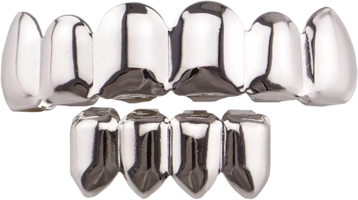 2 stuks hiphop-tanden, hiphop-tanden, gouden hiphop-grills, tandbeugel, decoratie, grillz, tandenset, met 2 siliconen vormstrips, voor muziekfestivals, rapper