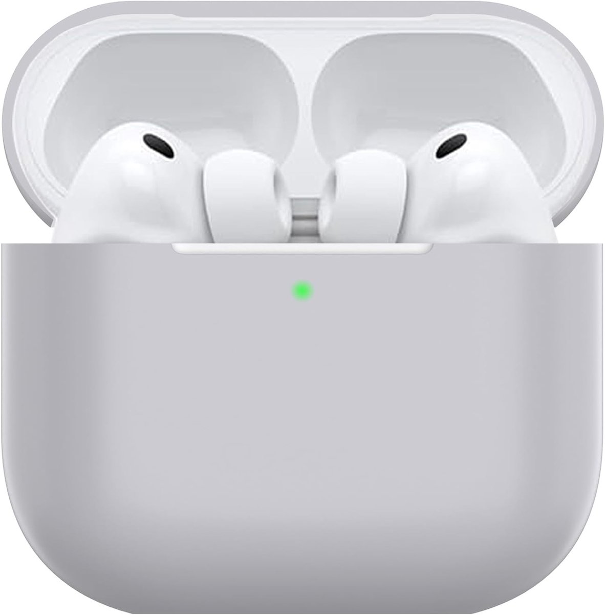 hoes voor Airpods Pro 3, dun beschermend Silicone Case voor Air Pods Pro 3 2025 (USB-C) Skin Front LED zichtbaar siliconen hoesje, Grijs
