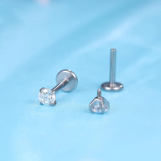 limerencia 18G 2 Stuks Tragus Piercing, Medische Titanium Lippiercing Met 6 mm 8 mm Staafjes, Hypoallergene Helix Piercing Oor, Labret Stud Voor Navel Tong Wenkbrauw Lip Septum Neus — afbeelding 5