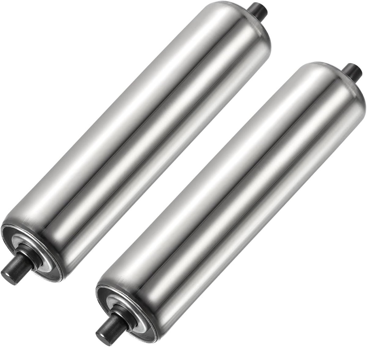 2 stuks transportrol, roestvrijstalen rolvervanging | soepele beweging, geweldig voor fabrieken, magazijnen gebruik (zilver, 2 inch dia, 20 cm lengte)
